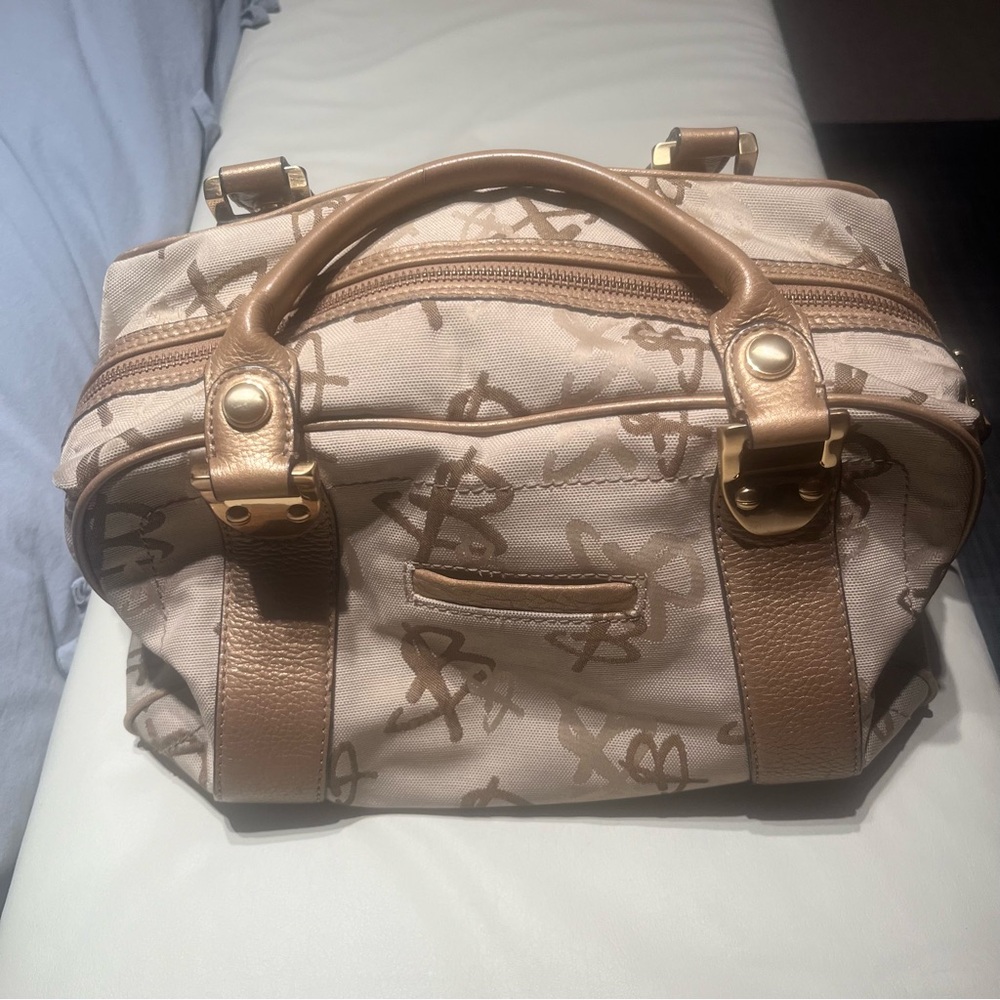 B Makowsky fabric canvas satchel